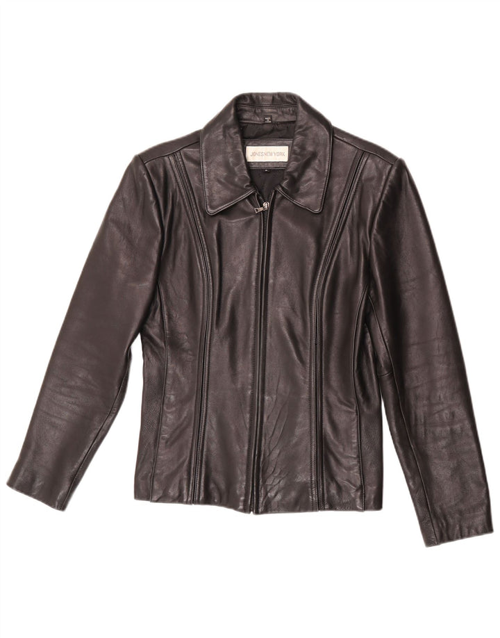 Jones New York Damen Lederjacke UK 10 Small Schwarzes Leder
