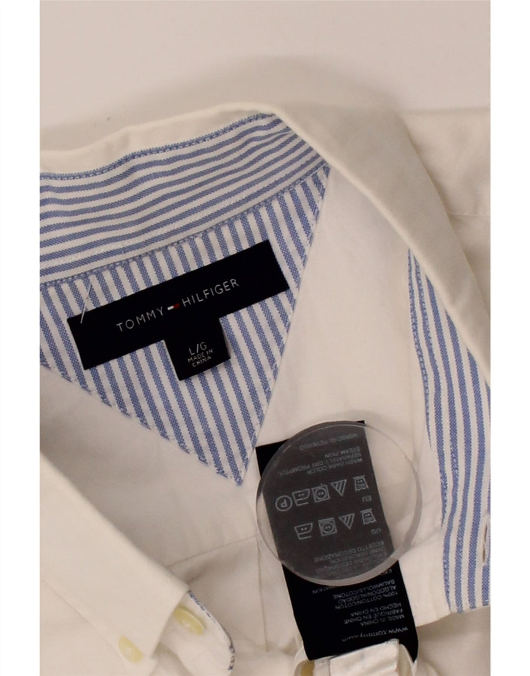 TOMMY HILFIGER Mens Short Sleeve Shirt Large White Cotton Vintage Tommy Hilfiger and Second-Hand Tommy Hilfiger from Messina Hembry 