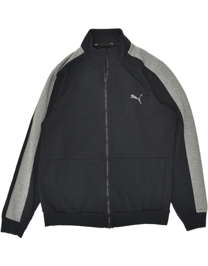 PUMA Herren-Trainingsanzug mit grafischem Oberteil, groß, schwarze Farbblock-Baumwolle