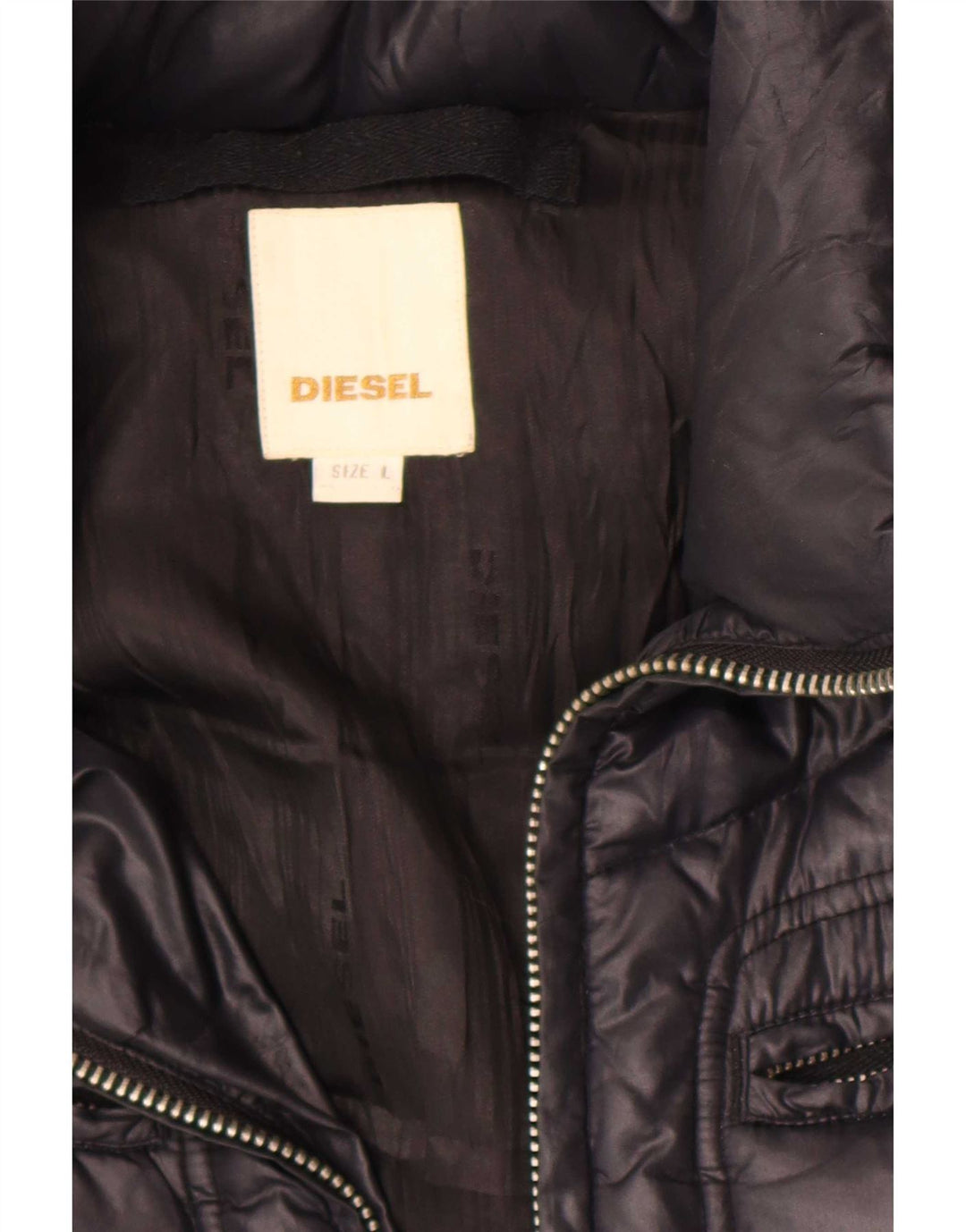 Diesel Damen Wattierte Jacke mit Kapuze UK 16 Large Schwarz