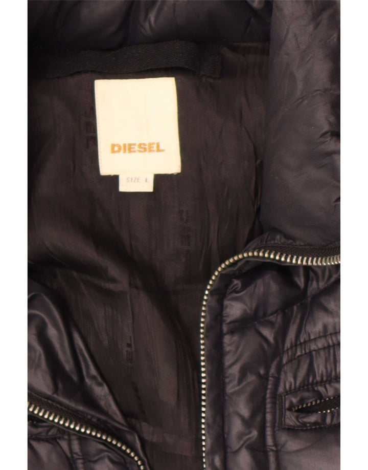 Diesel Damen Wattierte Jacke mit Kapuze UK 16 Large Schwarz