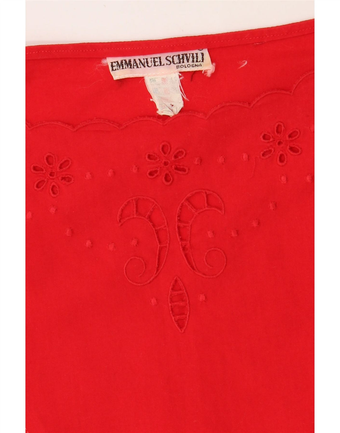 EMMANUEL SCHVILI Womens 3/4 Sleeve Blouse Top UK 12 Medium Red Cotton Vintage Emmanuel Schvili and Second-Hand Emmanuel Schvili from Messina Hembry 