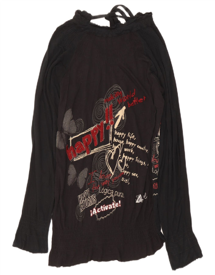 Desigual Damen Grafik-Tunika-Top, kleiner schwarzer Schmetterling