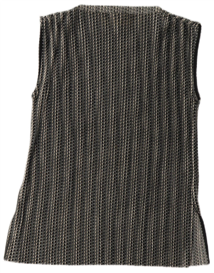Cos Ärmelloses Damen-Blusenoberteil UK 14 Mittelschwarzes geometrisches Polyester