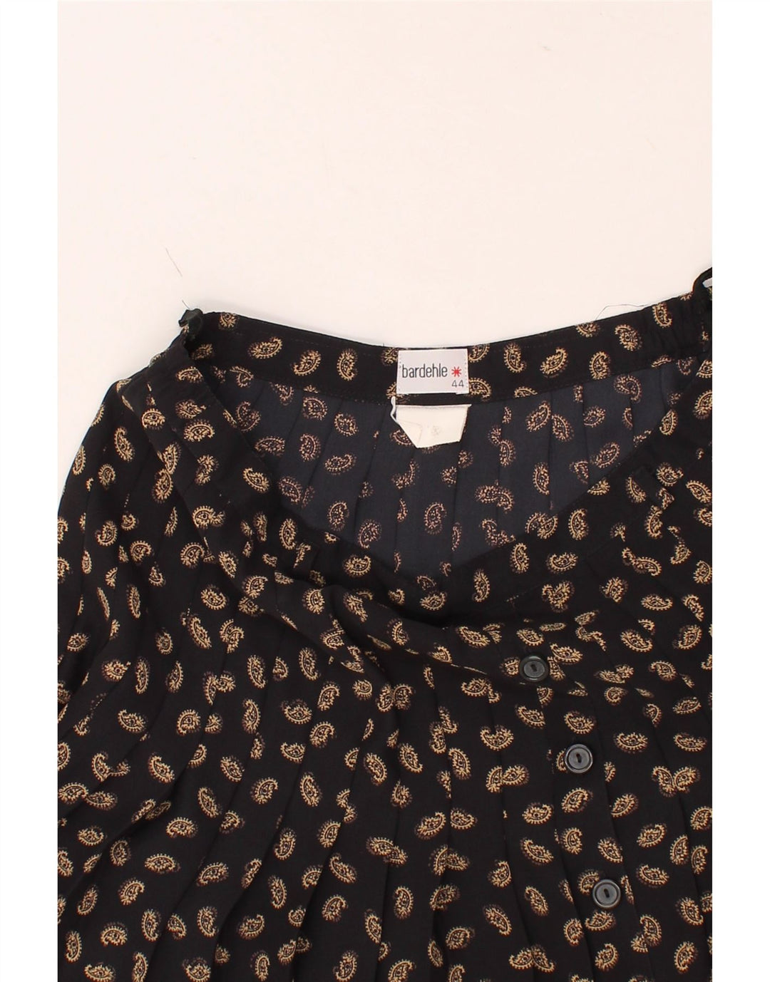 BARDEHLE Womens A-Line Skirt IT 44 Medium W30  Black Paisley Polyester Vintage Bardehle and Second-Hand Bardehle from Messina Hembry 