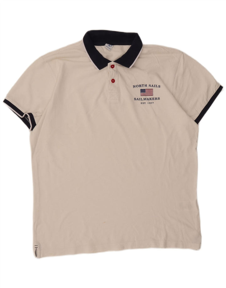 NORTH SAILS Mens Graphic Polo Shirt XL White Cotton