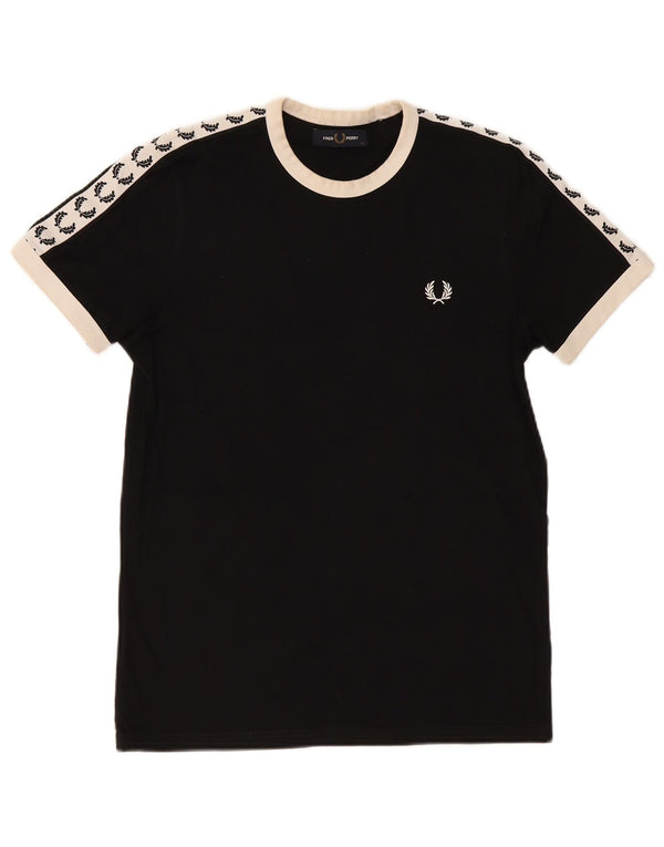 Fred Perry Herren-T-Shirt mit Grafik, XS, schwarze Farbblock-Baumwolle