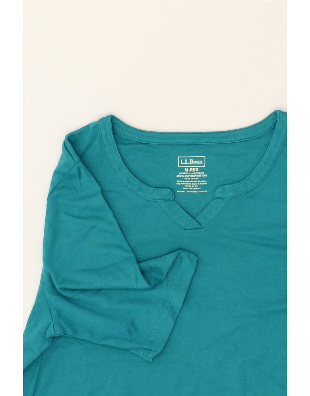 L.L.BEAN Womens T-Shirt Top UK 14 Medium Turquoise Cotton Vintage L.L.Bean and Second-Hand L.L.Bean from Messina Hembry 