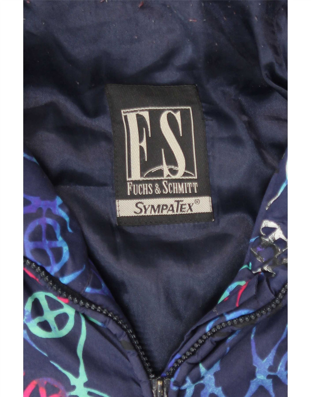 FUCHS & SCHMITT Wattierte Damenjacke mit Kapuze, UK 16, groß, marineblau, geometrisch