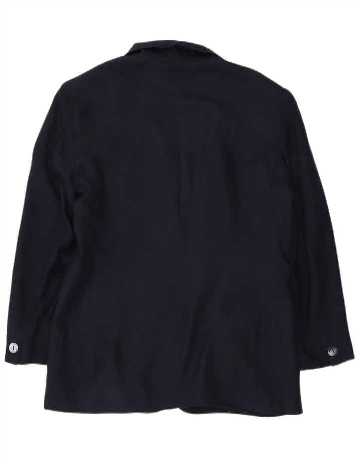 DANIEL HECHTER Womens 1 Button Blazer Jacket UK 14 Large Navy Blue Silk