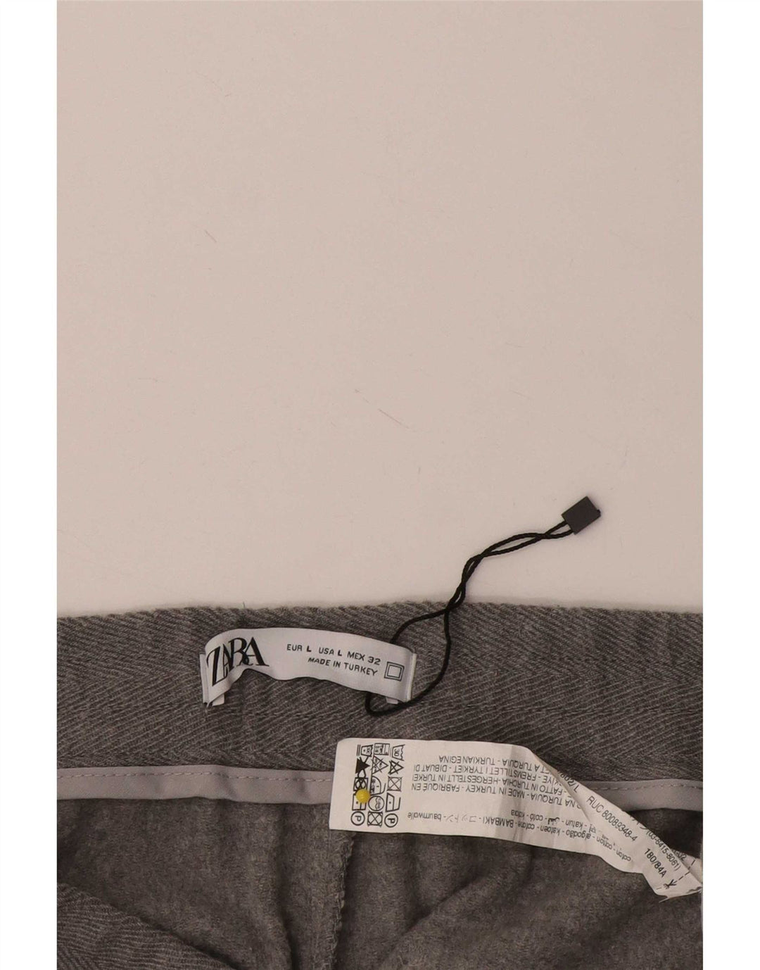 Kurze Damenhose von Zara, Größe L, W32, L25, graue Baumwolle mit Fischgrätenmuster