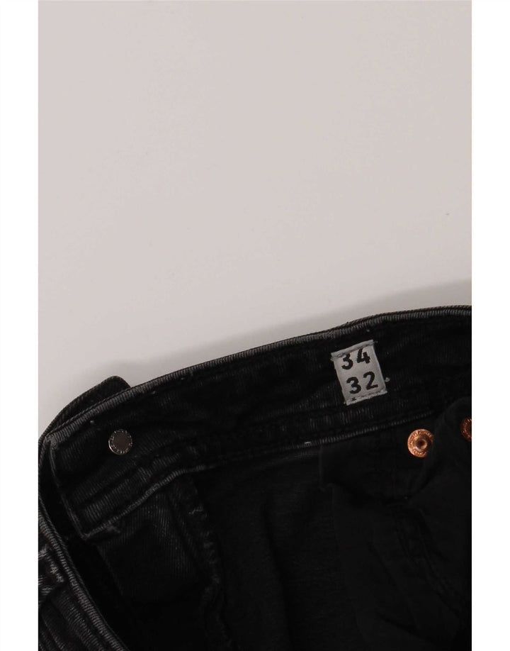 Jack & Jones Herren Distressed Slim Jeans W34 L32 Schwarze Baumwolle