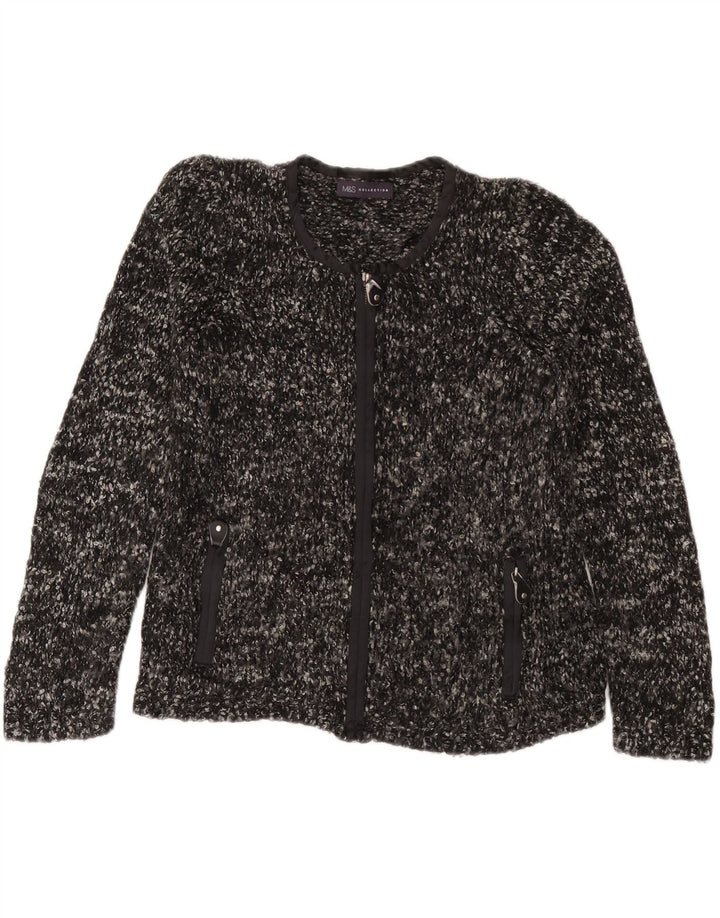 Marks & Spencer Damen-Cardigan-Pullover UK 12 Mittelgrau geflecktes Acryl