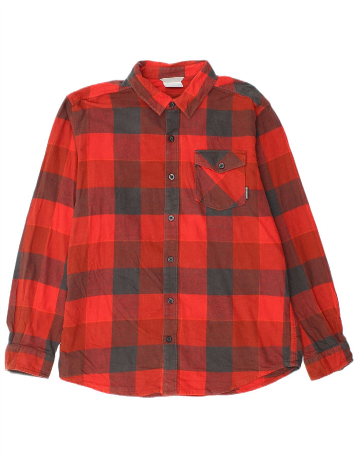 Columbia Herren-Flanellhemd aus mittelroter Gingham-Baumwolle