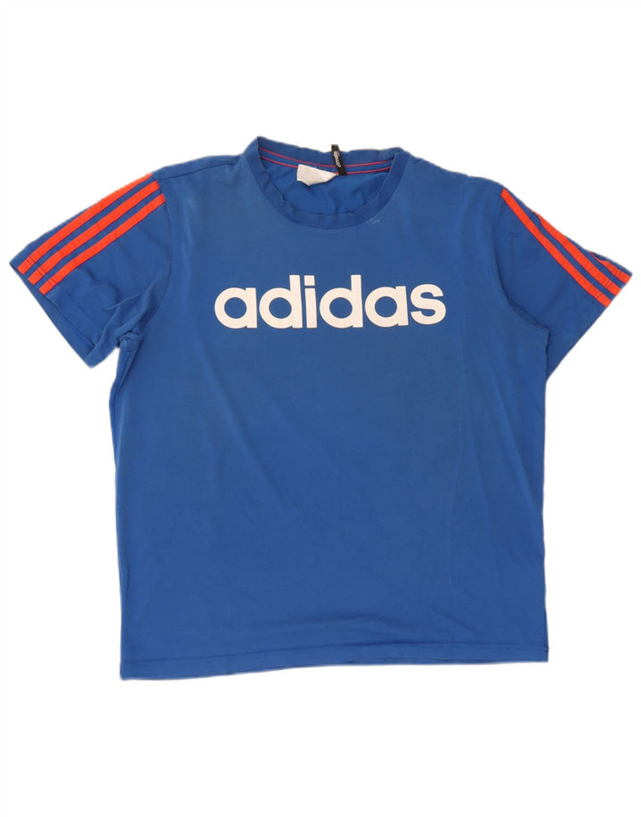 Adidas Herren Climalite Graphic T-Shirt Top mittelblaue Baumwolle
