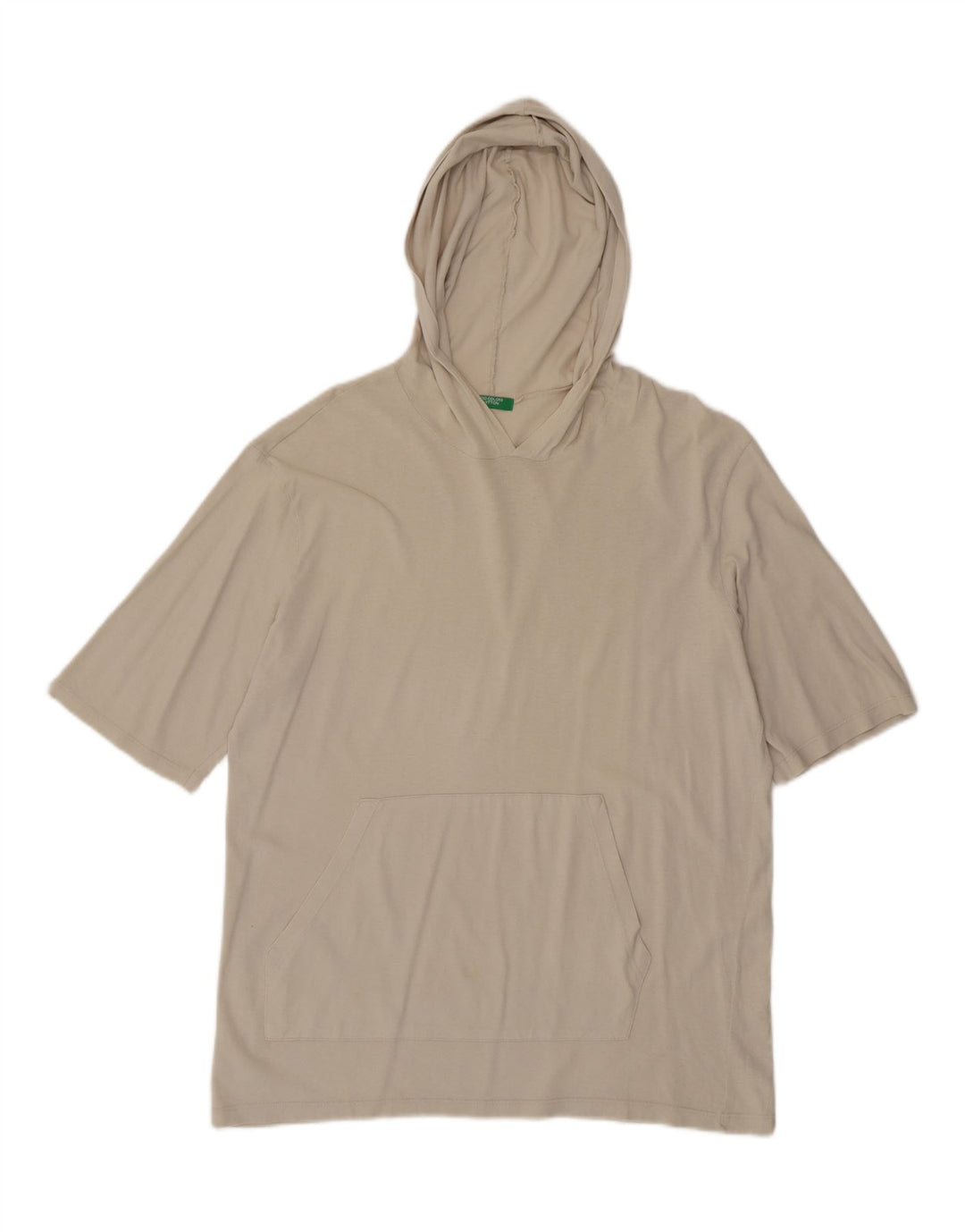 Benetton Herren-T-Shirt mit Kapuze, mittelgroß, cremefarbene Baumwolle
