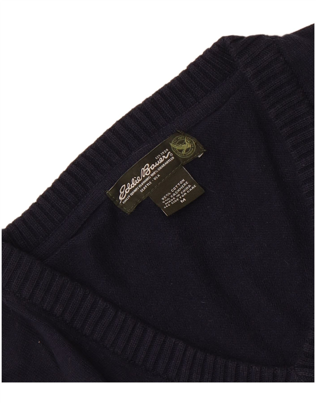 Eddie Bauer Herren-Pullover mit V-Ausschnitt aus mittelblauer Baumwolle