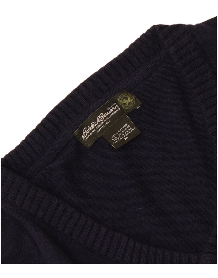 Eddie Bauer Herren-Pullover mit V-Ausschnitt aus mittelblauer Baumwolle