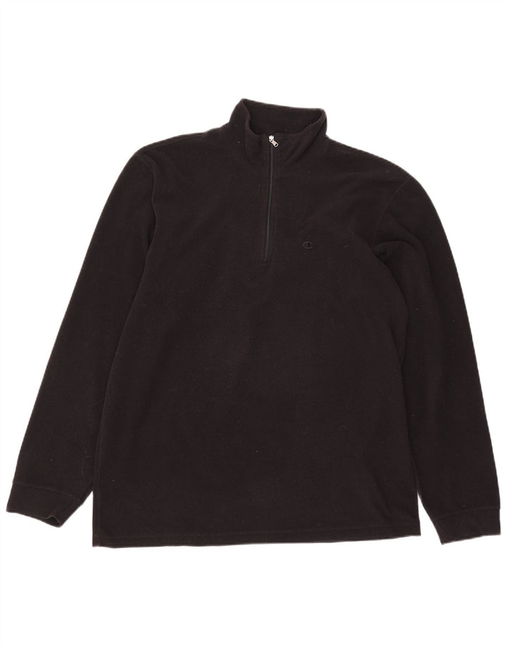 Champion Herren-Fleecepullover mit Reißverschluss, Größe L, Schwarz, Polyester
