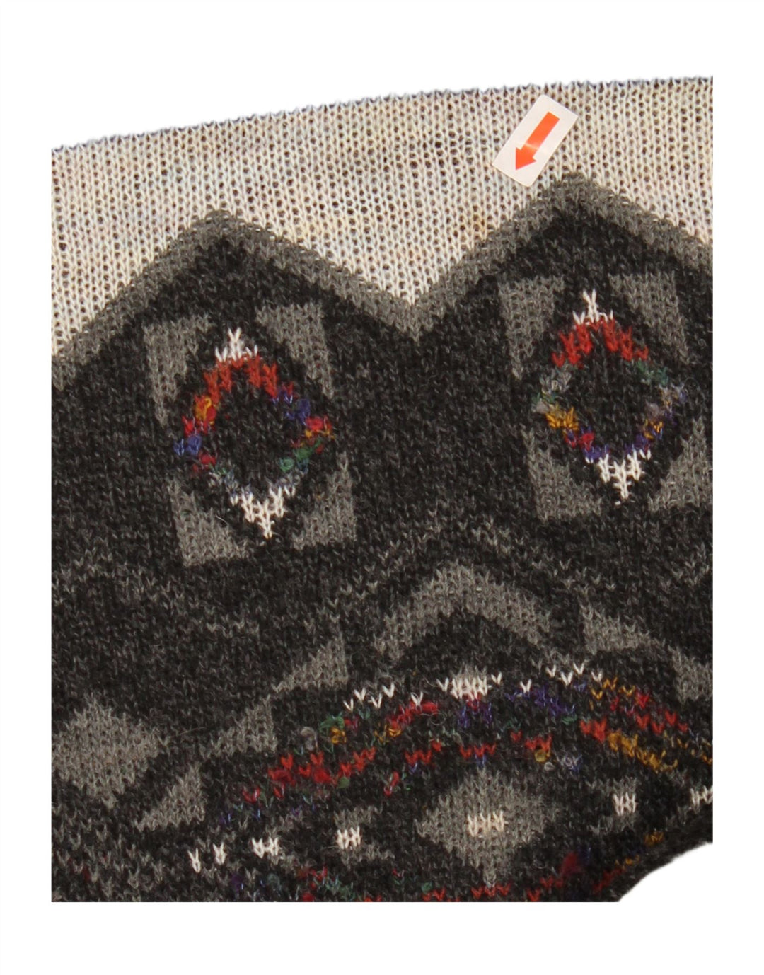 VINTAGE Mens Crew Neck Jumper Sweater IT 50 Medium Grey Argyle/Diamond