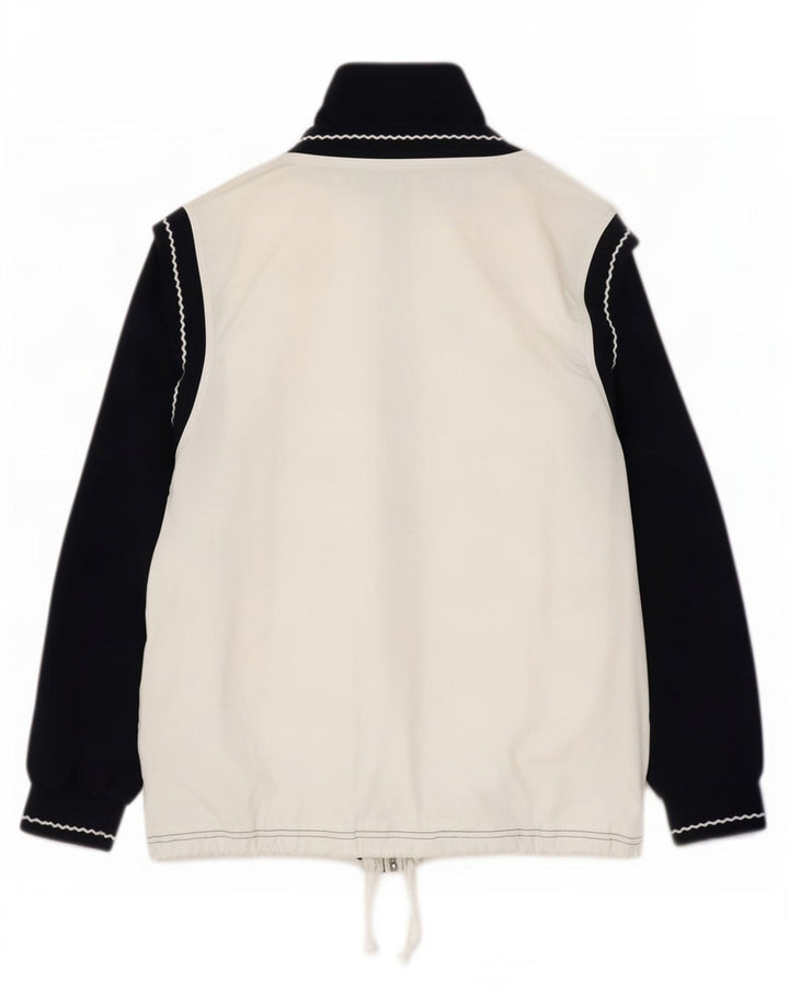 Sergio Tacchini Herren-Trainingsanzug-Oberteil, Jacke, groß, weißes Farbblock-Polyester