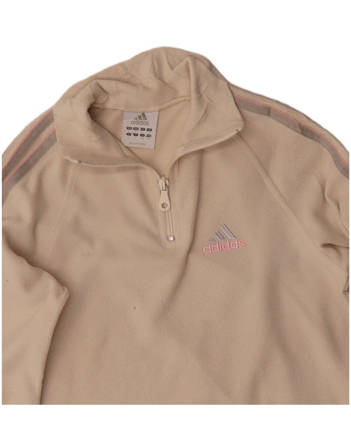 Adidas Damen-Fleecepullover mit Reißverschluss, UK 14, Größe L, Beige, Polyester