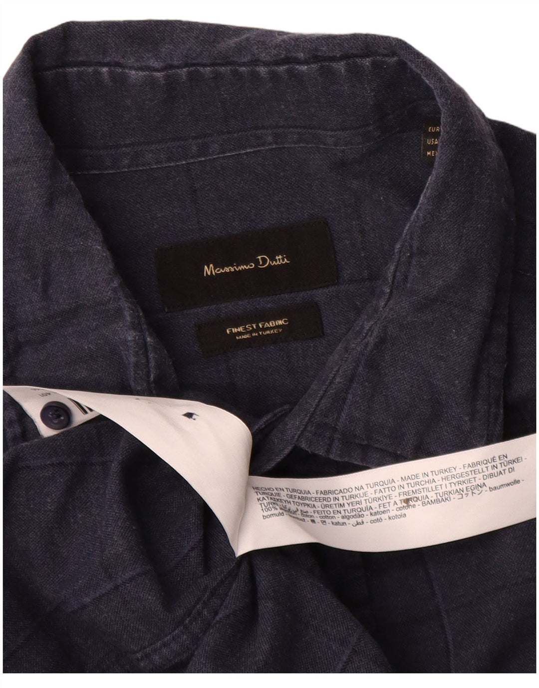 Massimo Dutti Herrenhemd, groß, marineblau, kariert, Baumwolle