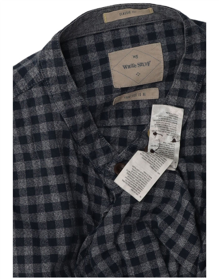 White Stuff Herren-Hemd mit klassischer Passform, XL, blau, Gingham-Baumwolle