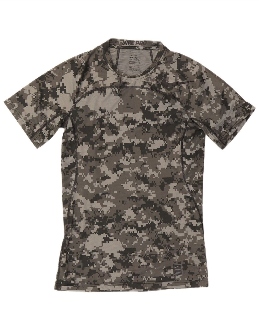 Nike Herren-T-Shirt mit Grafik, figurbetont, Größe S, grau, geometrisch, Polyester