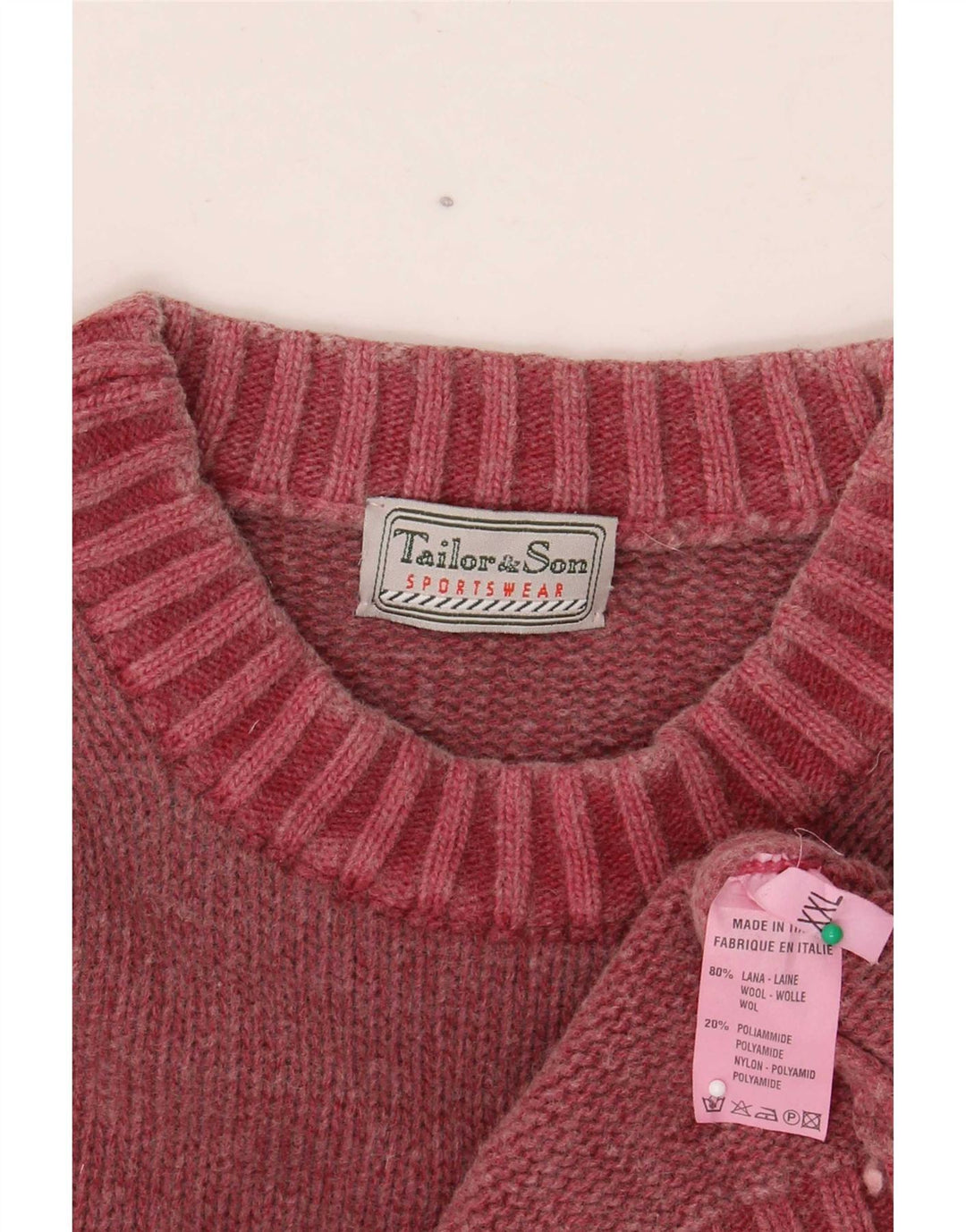 Tailor & Son Herren-Pullover mit Rundhalsausschnitt, 2XL, rote Wolle