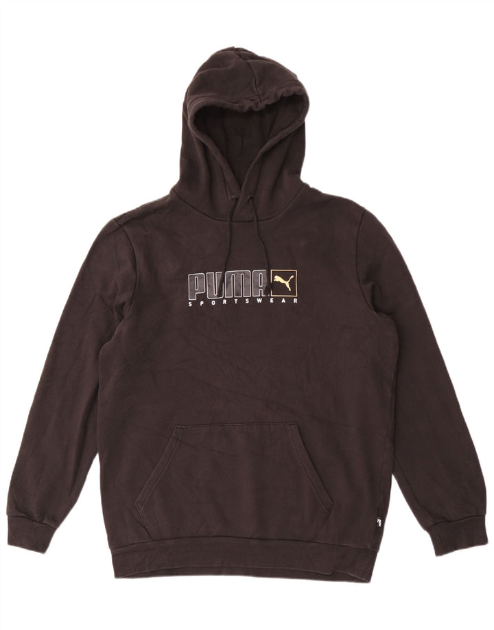 Puma Herren Grafik-Hoodie-Pullover aus mittelschwarzer Baumwolle