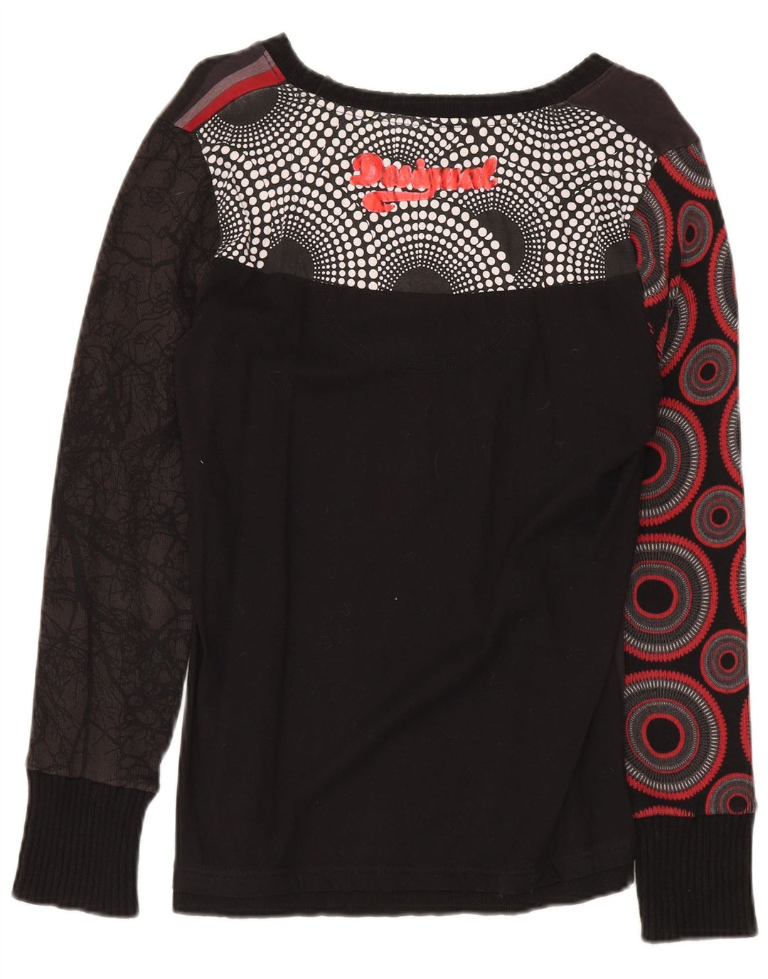 Desigual Damen Graphic Top Langarm UK 20 2XL Schwarz Geometrisch