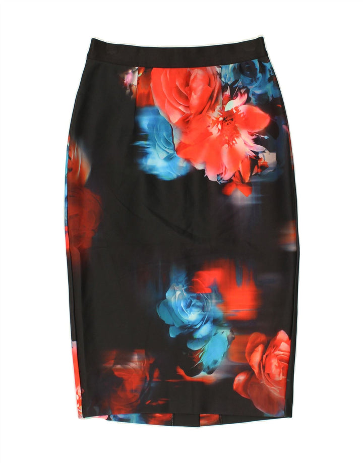 COAST Womens Midi Skirt UK 10 Small W26  Red Floral Polyester Vintage Coast and Second-Hand Coast from Messina Hembry 