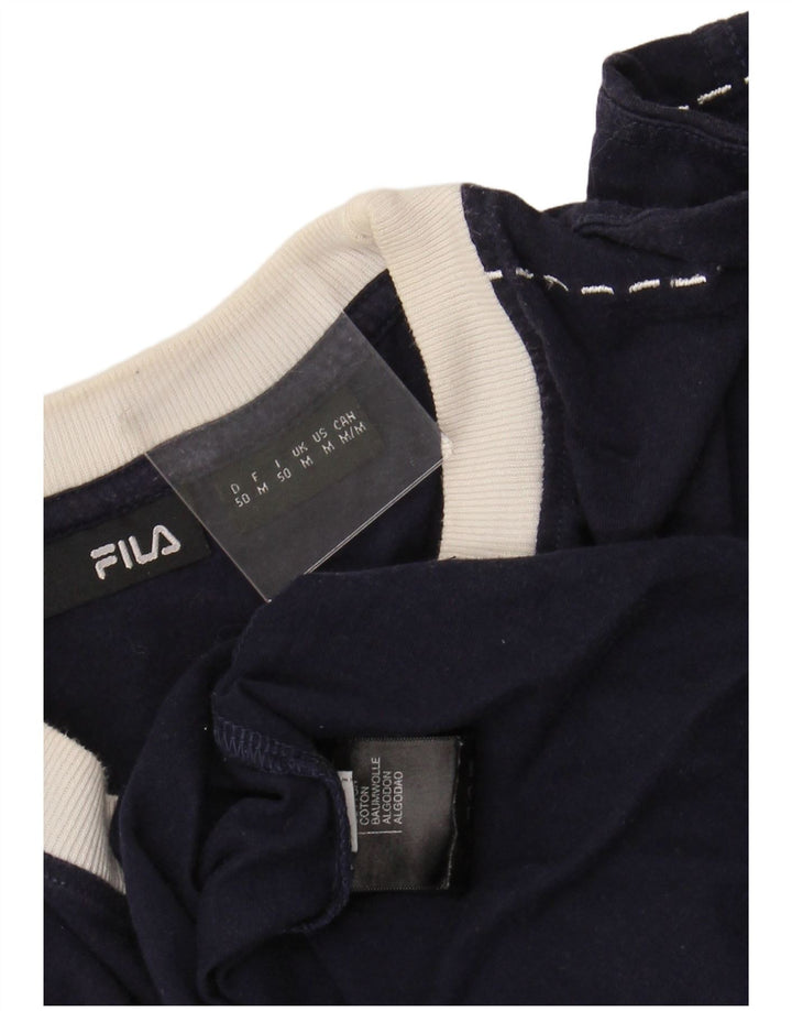 FILA Herren-Grafik-T-Shirt-Oberteil aus mittelblauer Baumwolle in Marineblau