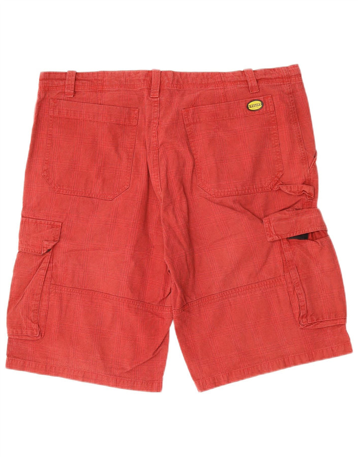 DIADORA Herren Cargo-Shorts XL W38 rot karierte Baumwolle