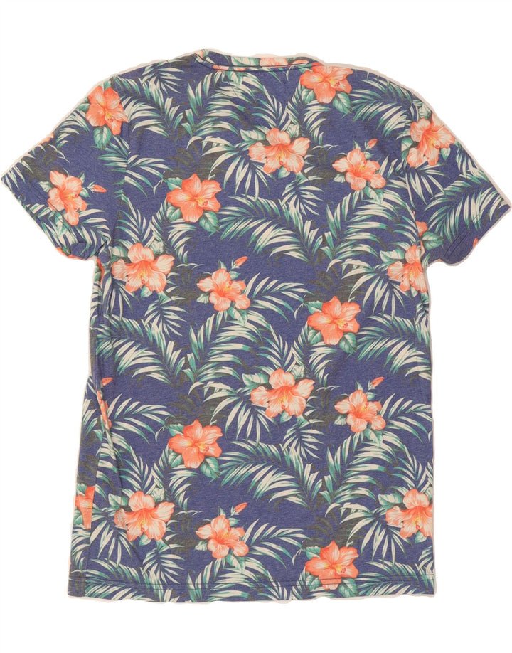 TOMMY HILFIGER Mens T-Shirt Top Medium Blue Floral Polyester Vintage Tommy Hilfiger and Second-Hand Tommy Hilfiger from Messina Hembry 