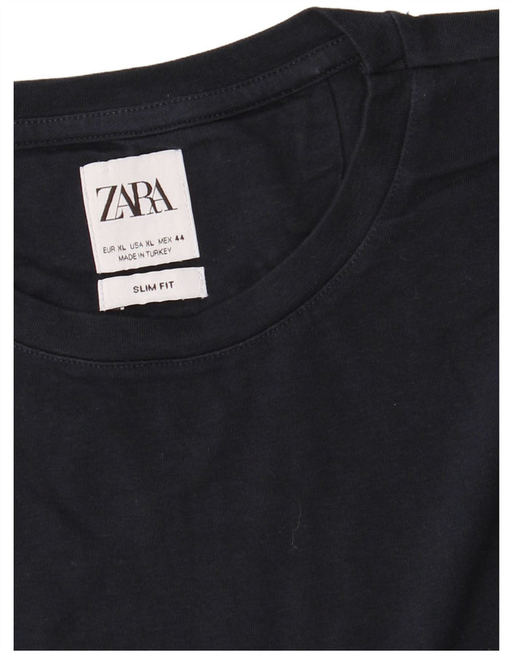 ZARA Herren Slim Fit T-Shirt Top XL Marineblau