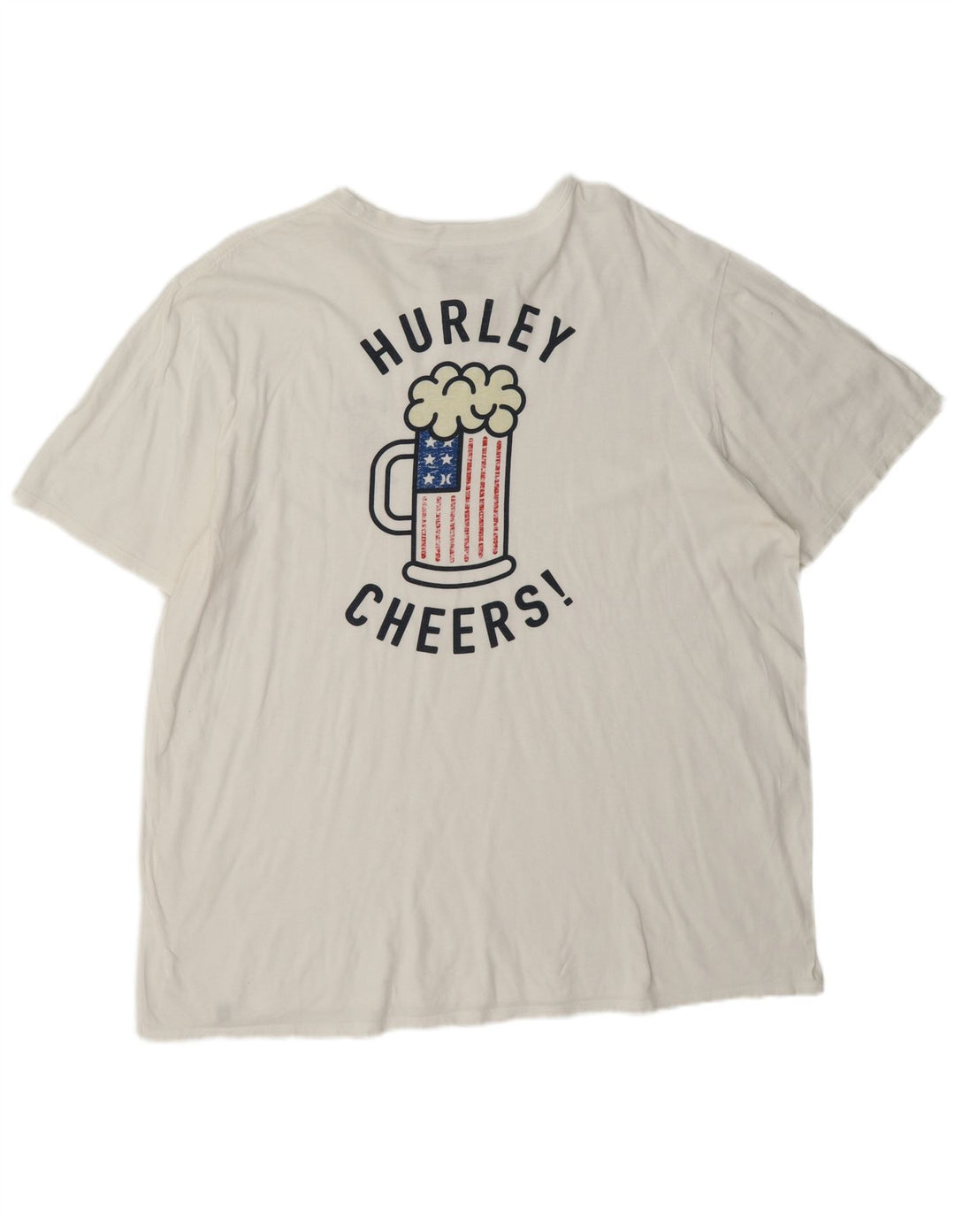 Hurley Herren Grafik T-Shirt Top 2XL Weiße Baumwolle