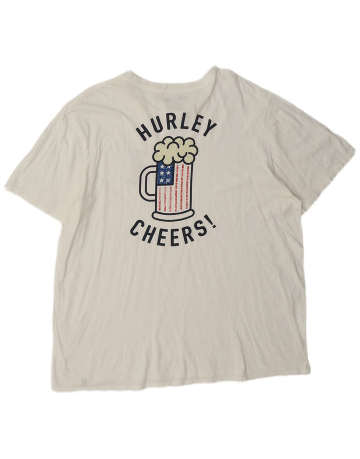 Hurley Herren Grafik T-Shirt Top 2XL Weiße Baumwolle