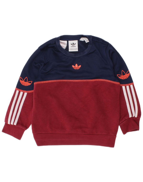 ADIDAS Grafik-Sweatshirt für Jungen, 3–4 Jahre, kastanienbraun, Colourblock-Baumwolle