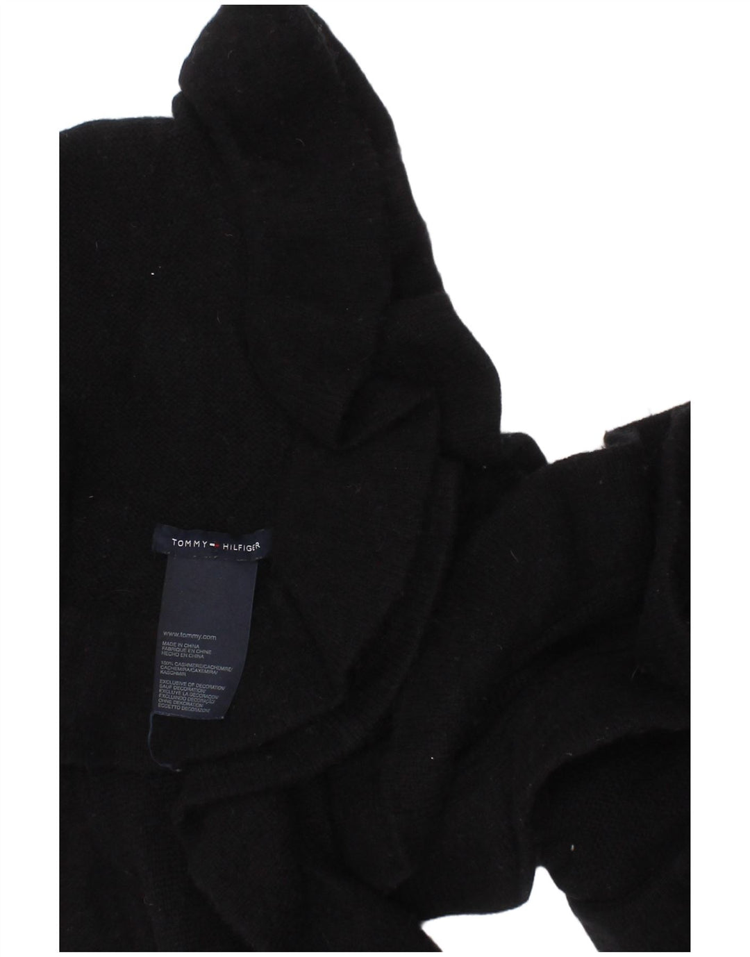 Tommy Hilfiger Damen-Rüschen-Strickschal, Einheitsgröße, schwarzer Kaschmir