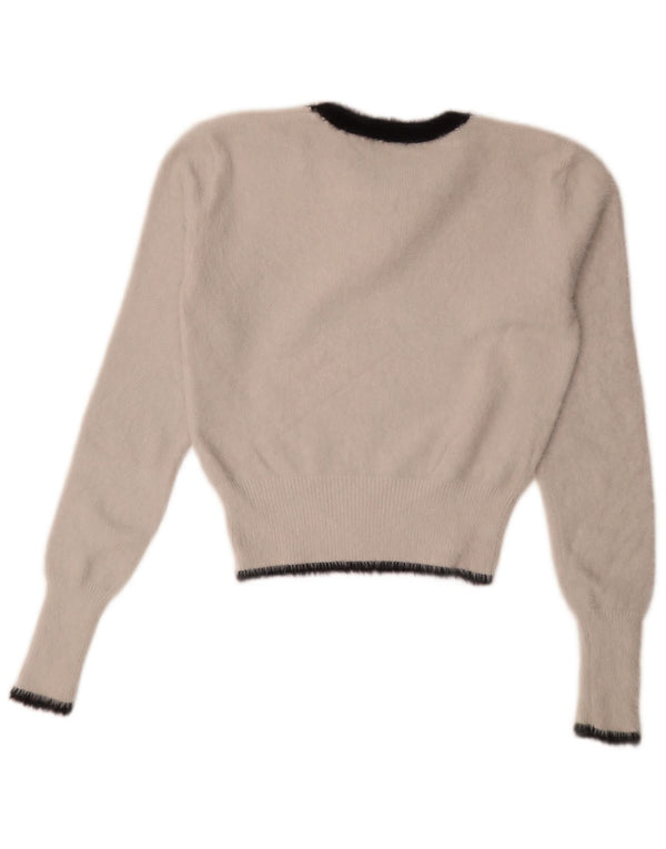 Zara Damen Crop Crew Neck Pullover Pullover UK 10 Small Weiß