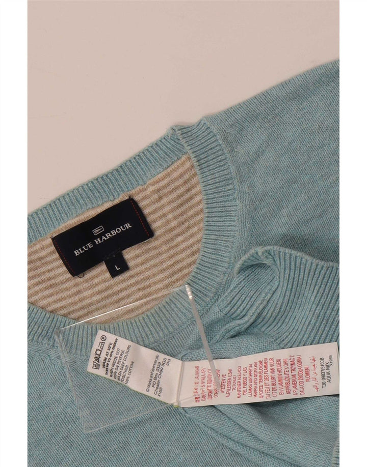 Marks & Spencer Herren-Pullover „Harbor“ mit Rundhalsausschnitt, Blau, Größe L, Blau