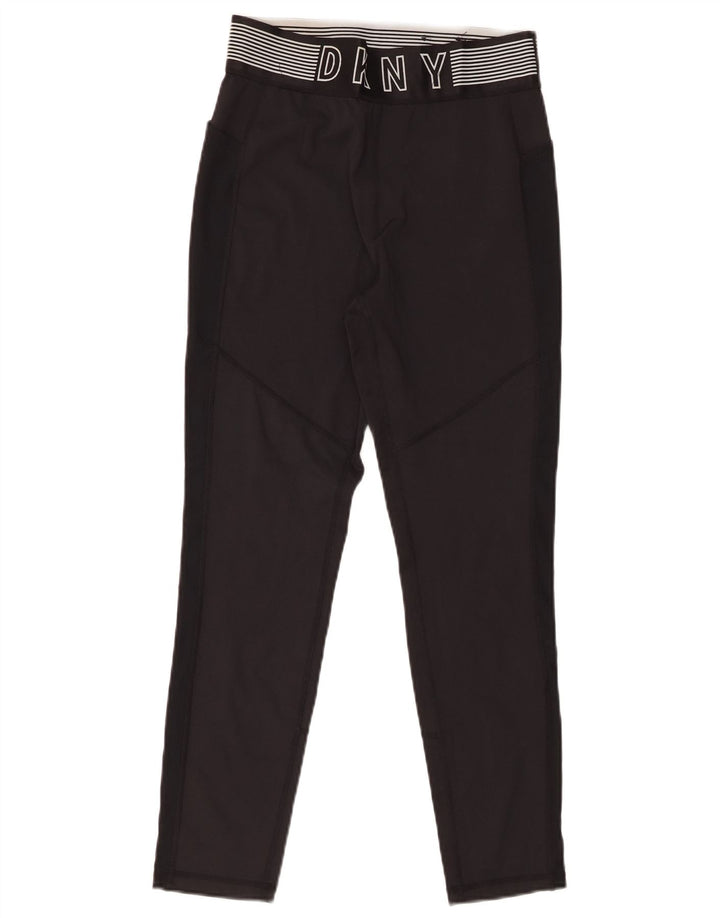 Dkny Womens Graphic Crop Leggings UK 12 Mittelschwarzes Polyester