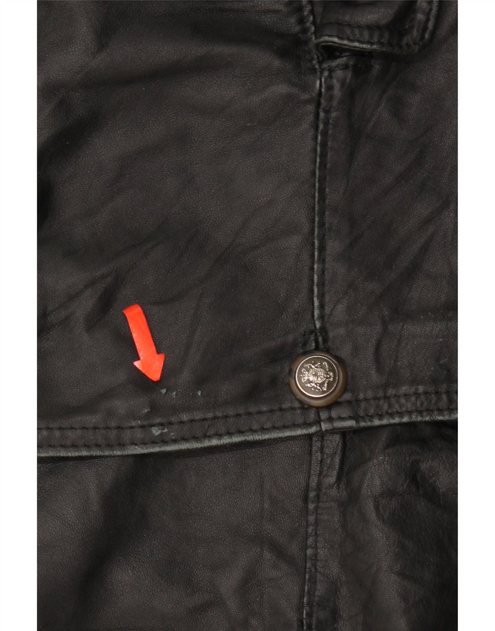 Bizzarro Herren 3-Knopf-Blazerjacke IT 54 2XL Schwarzes Leder