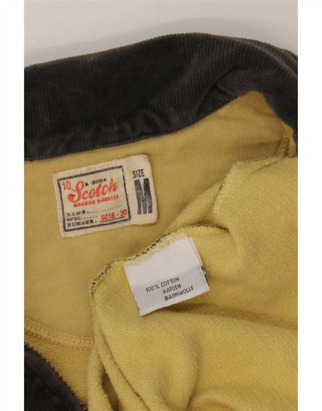 Scotch & Soda Herren-Sweatshirt mit Rollkragen, Mittelgelb, kariert, Baumwolle