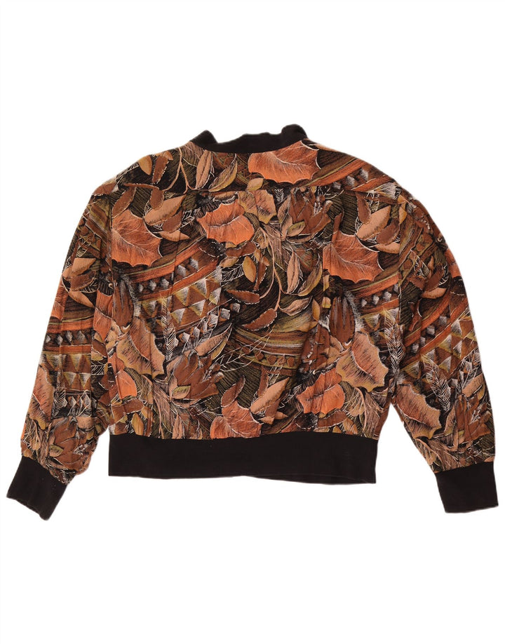 Vintage Damen Bomberjacke EU 40 Mittelbraun geblümt