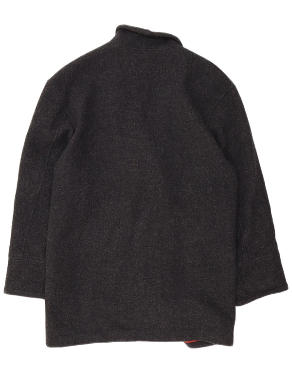 Vintage Damen Übergroßer Mantel IT 42 Mittelgraue Wolle