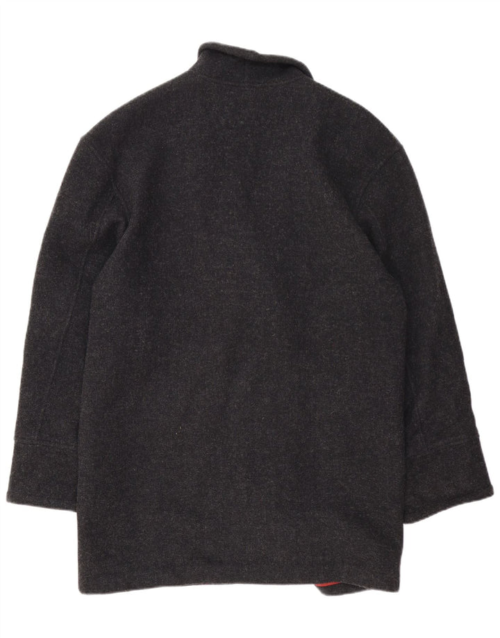 Vintage Damen Übergroßer Mantel IT 42 Mittelgraue Wolle