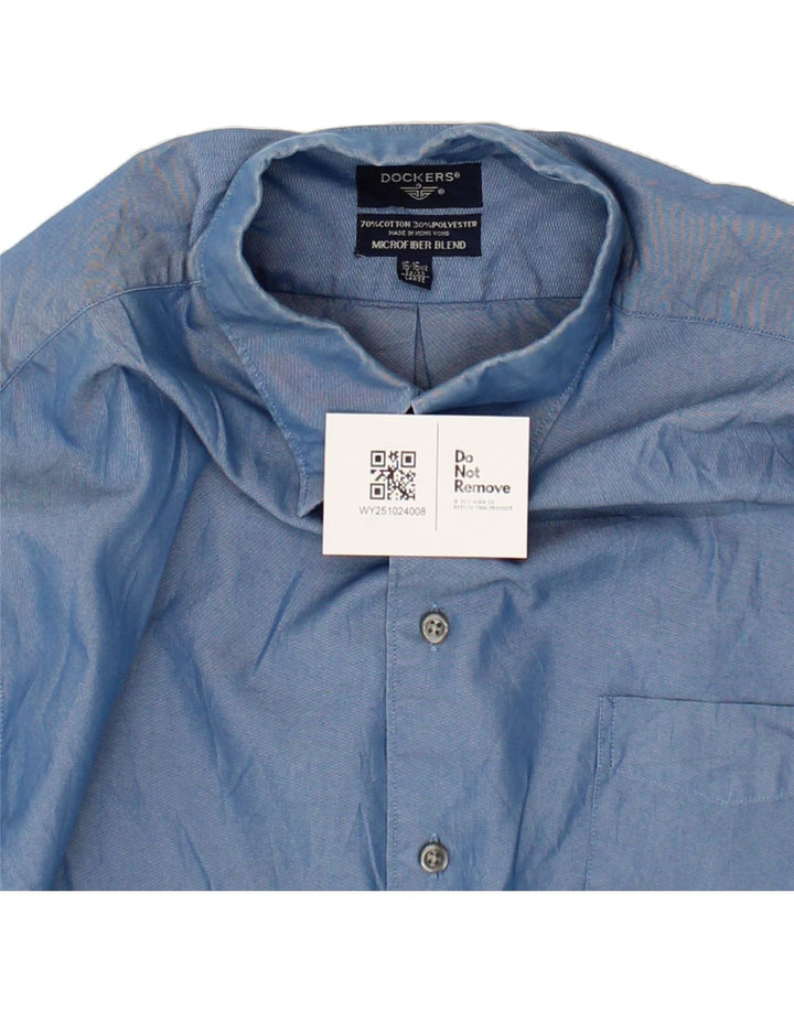 DOCKERS Mens Shirt Size 16 16 1/2 Large Navy Blue Cotton Vintage Dockers and Second-Hand Dockers from Messina Hembry 